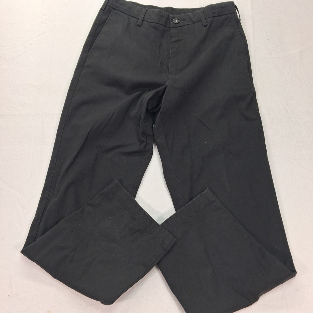 Croft & Barrow Pants Mens 32x32 Classic Fit Black Flat Front Chinos EUC